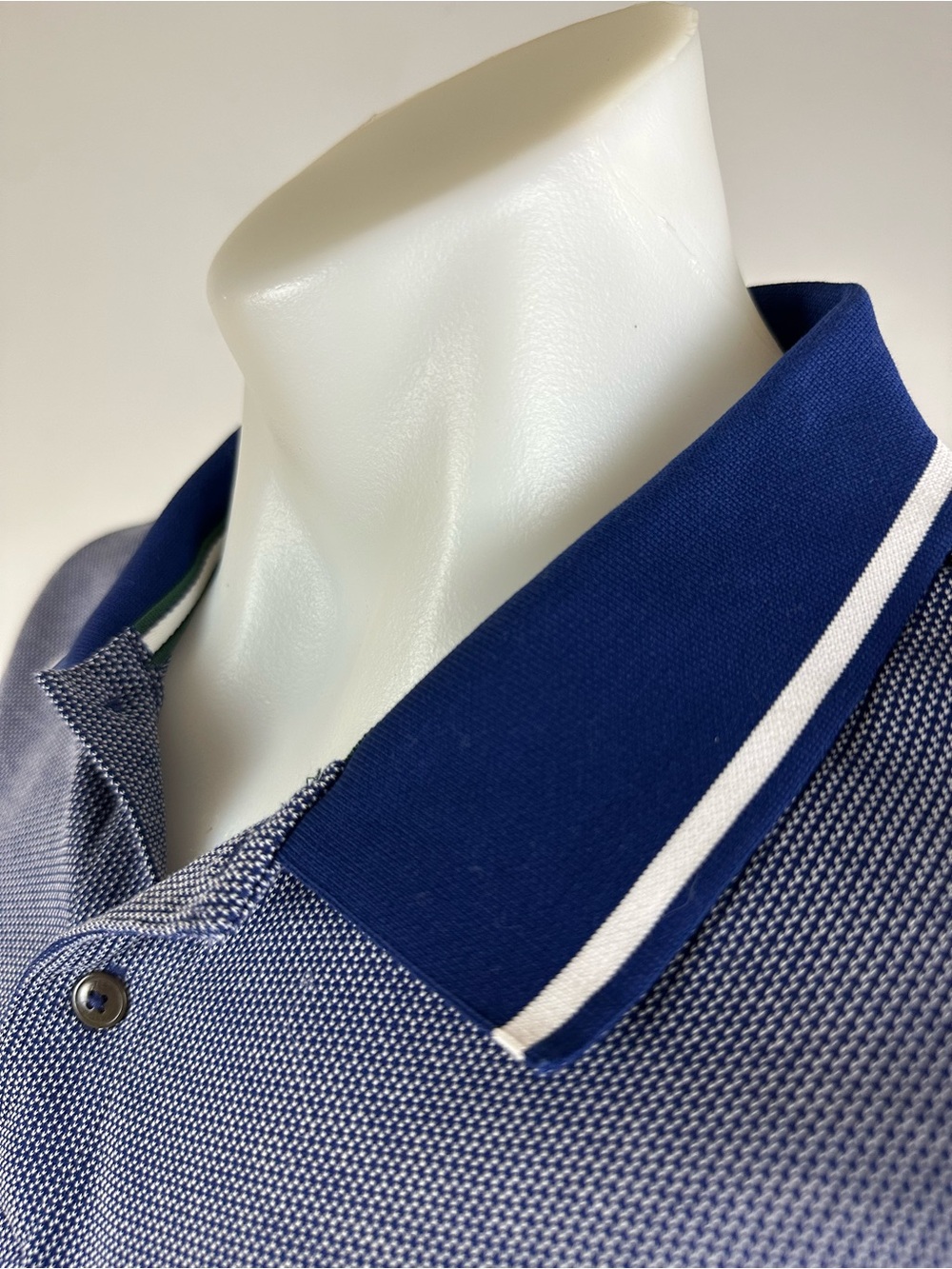 Ted Baker Knit Polo with Contrast Navy Collar and White Piping